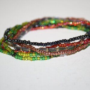 Beautiful colorful set of glass beaded bracelets 7"